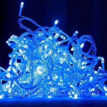 Гілянда на ялинку 100 LED з прозорим шнуром синій 1246 фото