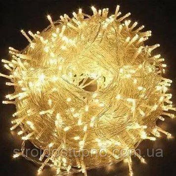 Гілянда на ялинку 200 LED з прозорим шнуром теплий білий 1250 фото